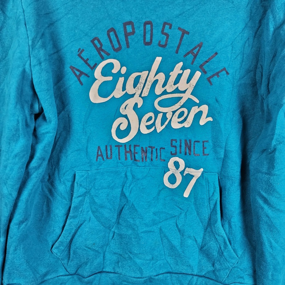 Aeropostale Hoodie Women XL Teal Eighty Seven Graphic Pullover 7531AH11 - Picture 3 of 7